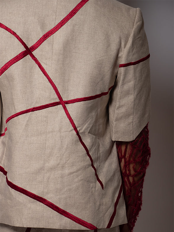 Embroidered Short Sleeve Blazer