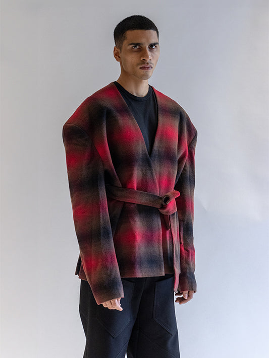 Kimono Style Blazer in Plaid