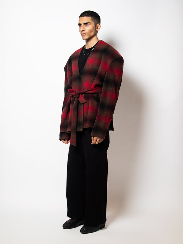 Kimono Style Blazer in Plaid