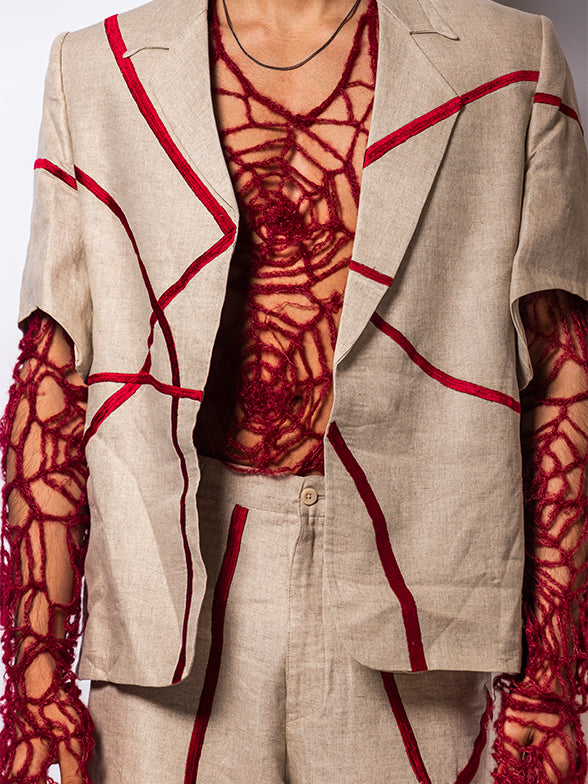 Embroidered Short Sleeve Blazer